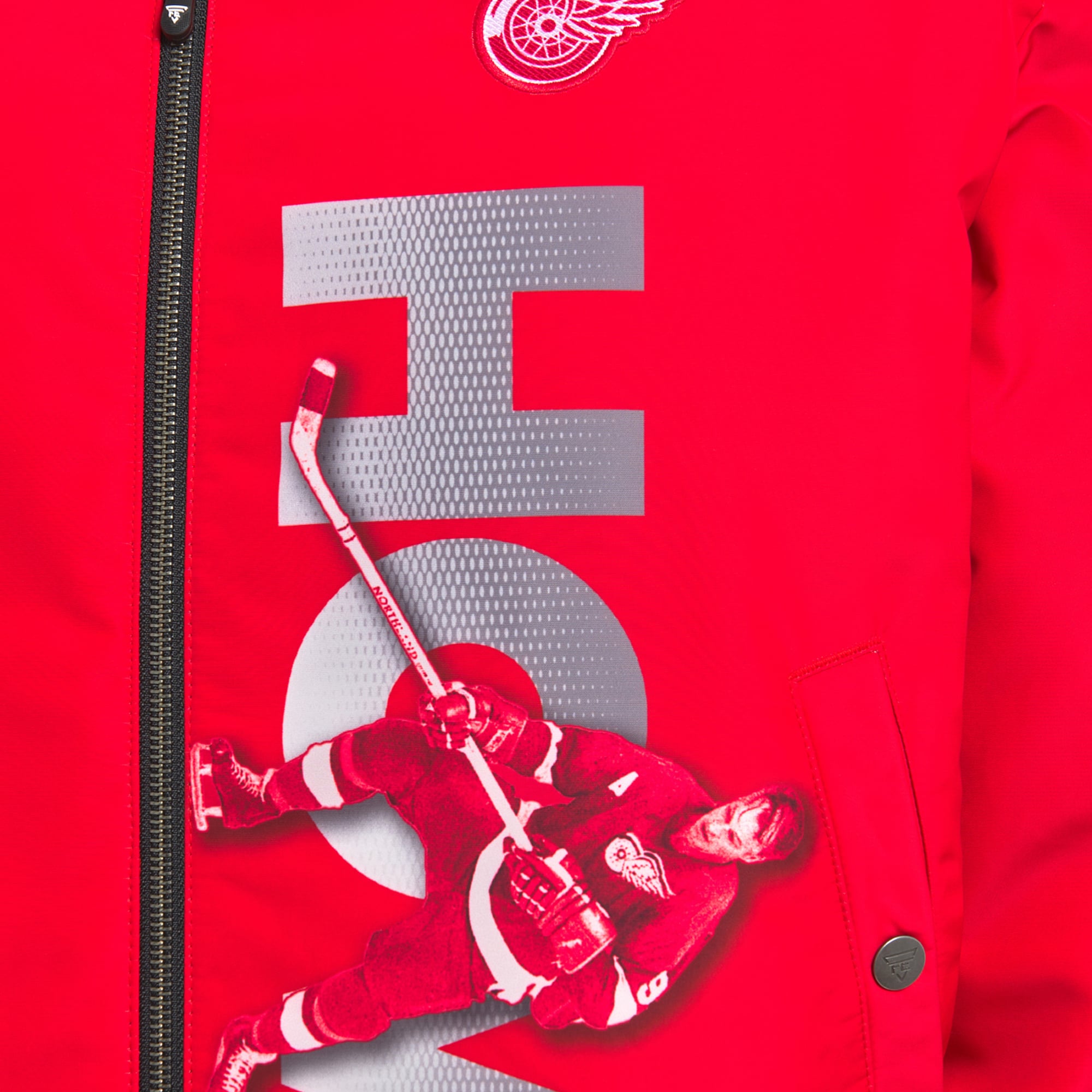 Veste bomber réversible zippée pour homme FE Gordie Howe rouge/noir des Red Wings de Détroit
